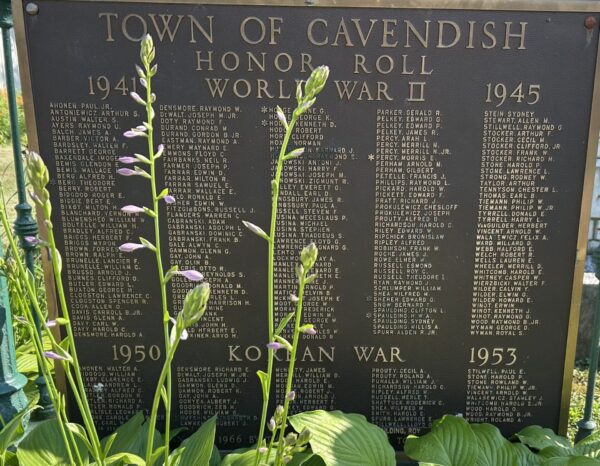TOWN OF CAVENDISH WORLD WAR II AND KOREAN HONOR ROLL MEMORIAL PLAQUE