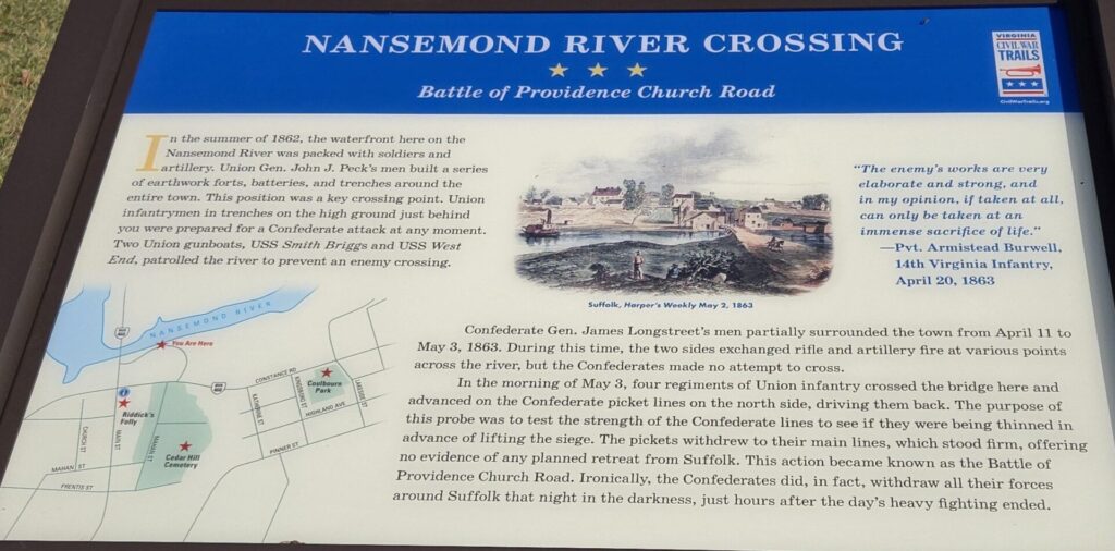 NANSEMOND RIVER CROSSING WAR MEMORIAL PANEL