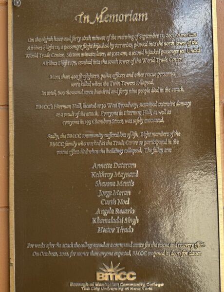 IN MEMORIAM SEPTEMBER 11, 2001 AMERICAN AIRLINES FLIGHT 11 PLAQUE