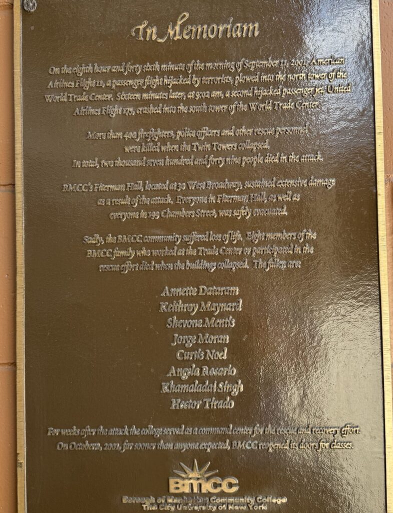 IN MEMORIAM SEPTEMBER 11, 2001 AMERICAN AIRLINES FLIGHT 11 PLAQUE