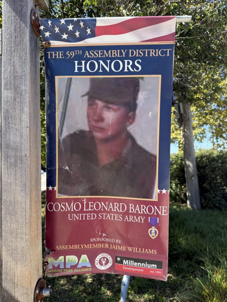 THE 59TH ASSEMBLY DISTRICT HONORS COSMO LEONARD BARONE WAR MEMORIAL BANNER