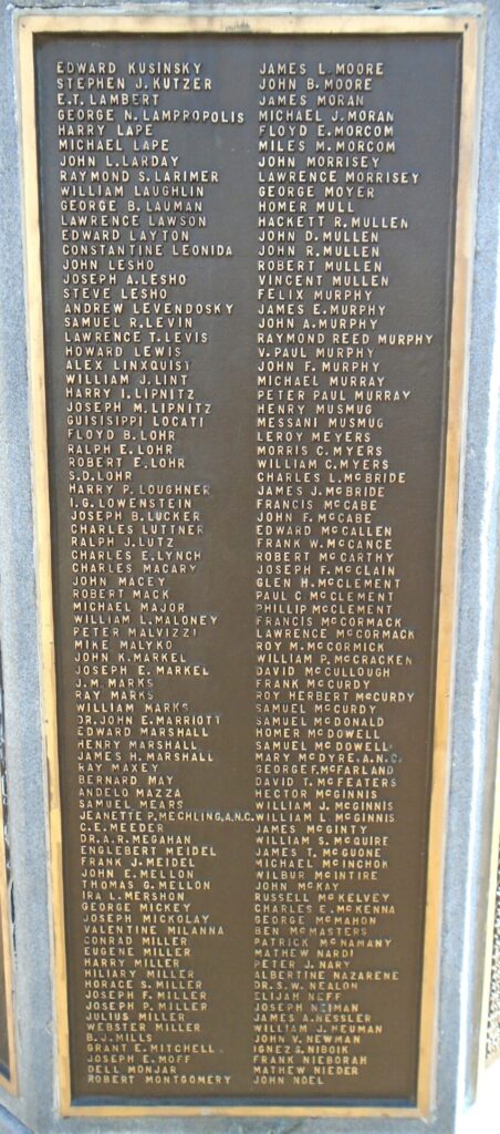 LATROBE, PA WORLD WAR MEMORIAL PLAQUE F