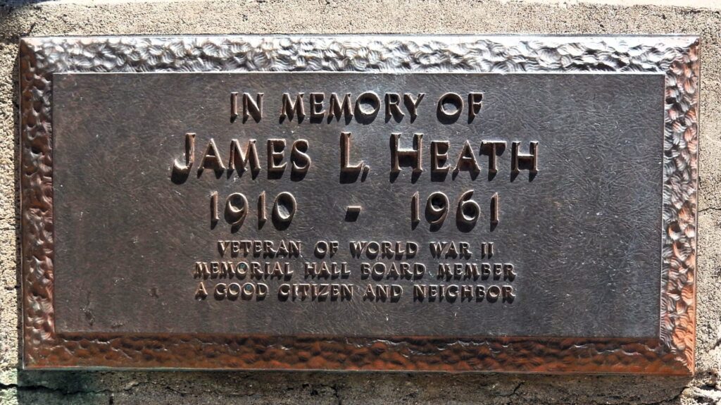 JAMES L. HEATH WAR MEMORIAL PLAQUE