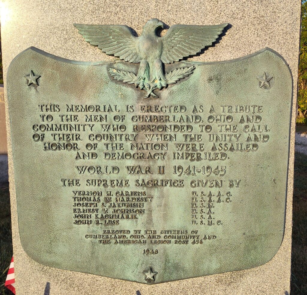 CUMBERLAND SUPREME SACRIFICE WAR MEMORIAL PLAQUE