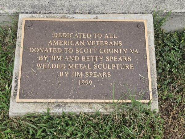 SCOTT COUNTY AMERICAN VETERANS WAR MEMORIAL PLAQUE