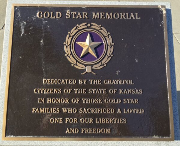 STATE OF KANSAS GOLD STAR MEMORIAL PLAQUE