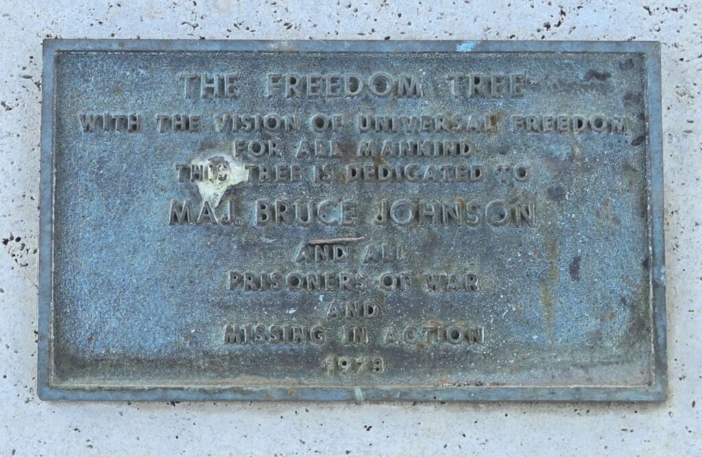 THE FREEDOM TREE MAJ BRUCE JOHNSON WAR MEMORIAL PLAQUE