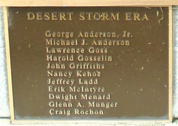 SHOREHAM DESERT STORM ERA MEMORIAL PLAQUE