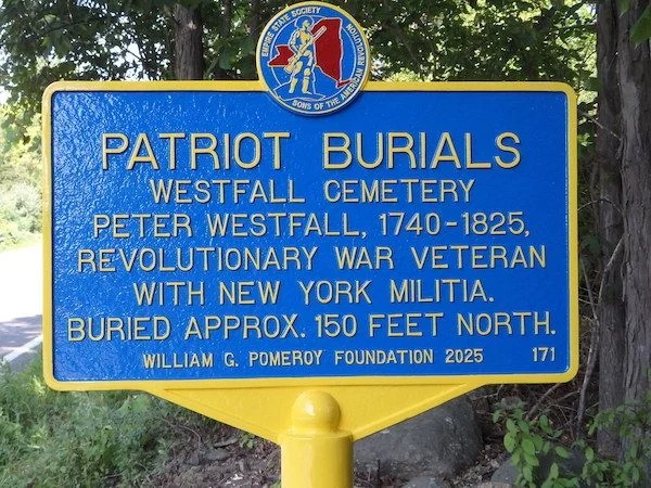 PATRIOT BURIALS WESTFALL CEMETERY REVOLUTIONARY WAR MEMORIAL MARKER