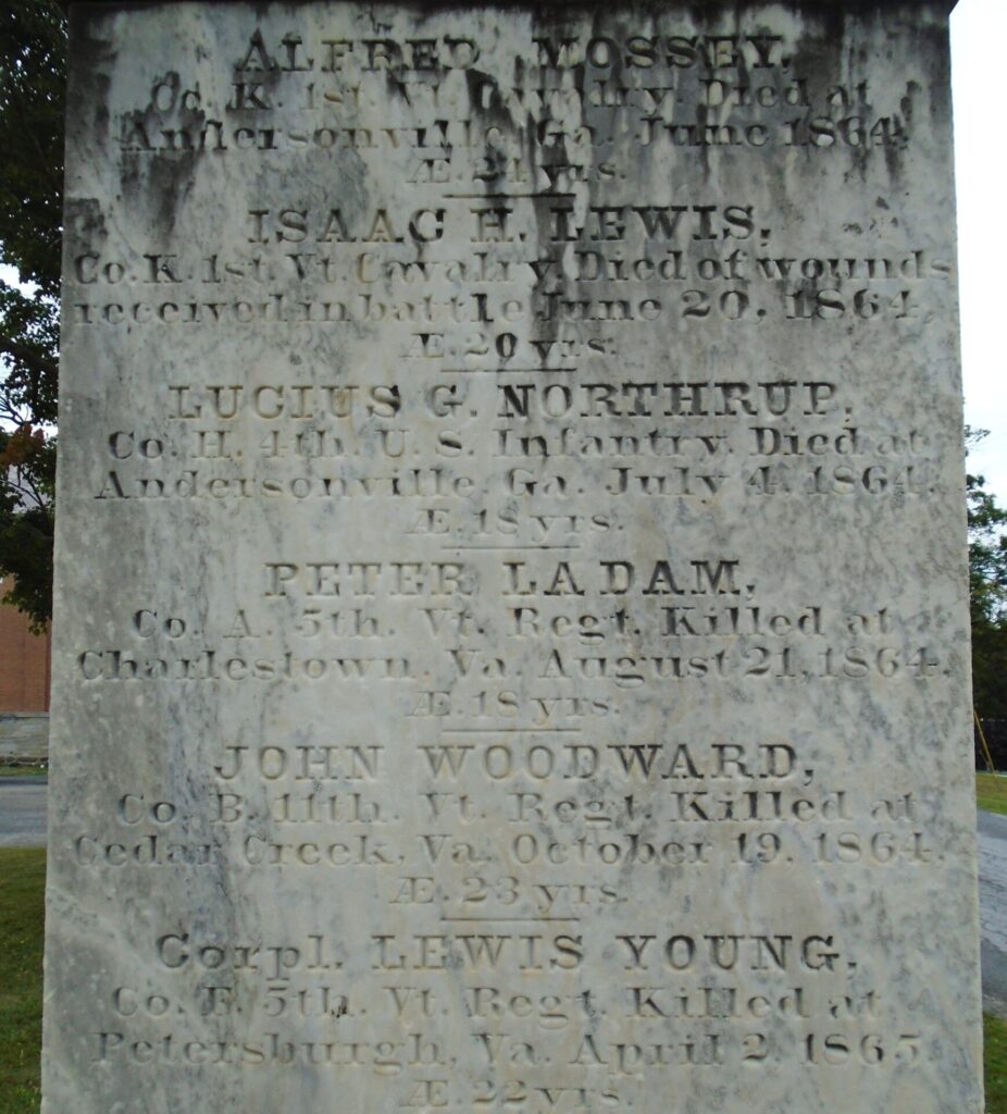 TOWN OF SHOREHAM REBELLION OF 1861 WAR MEMORIAL SIDE D