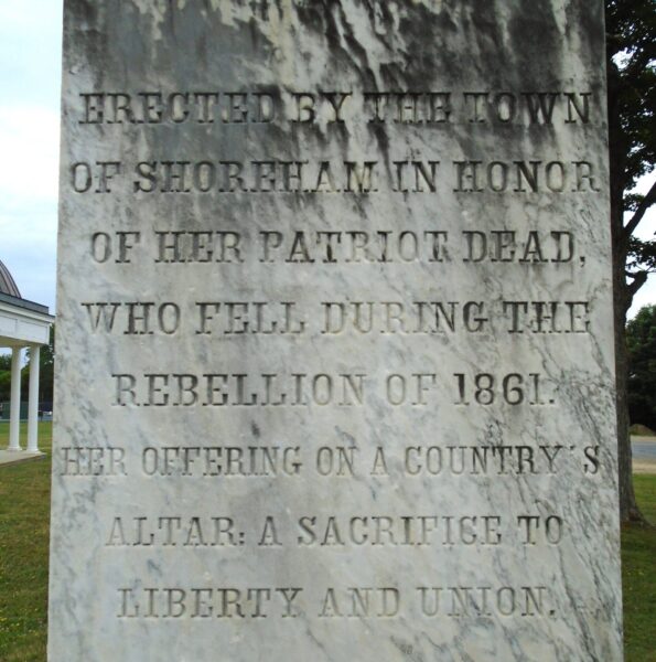 TOWN OF SHOREHAM REBELLION OF 1861 WAR MEMORIAL SIDE A