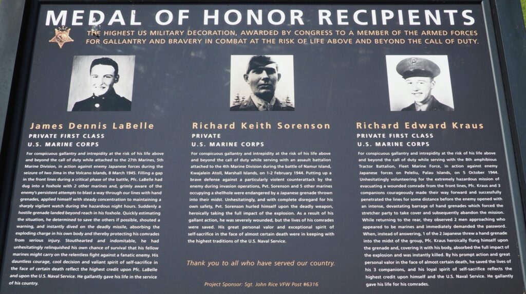 VFW POST #6316 MEDAL OF HONOR RECIPIENTS WAR MEMORIAL PANEL
