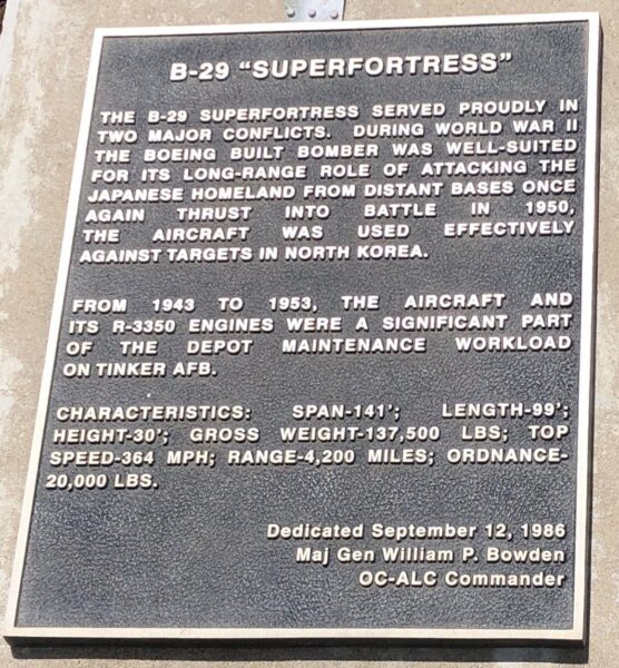 B-29 “SUPERFORTRESS” AIRCRAFT MEMORIAL PLAQUE
