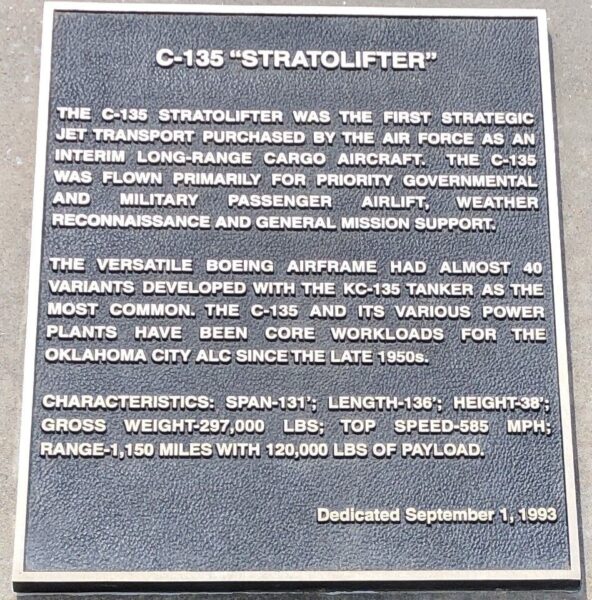 C-135 “STRATOLIFTER” AIRCRAFT MEMORIAL PLAQUE