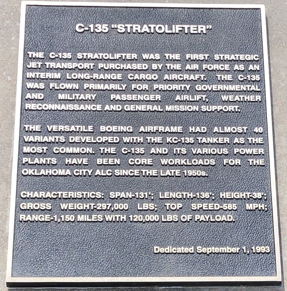 C-135 “STRATOLIFTER” AIRCRAFT MEMORIAL PLAQUE