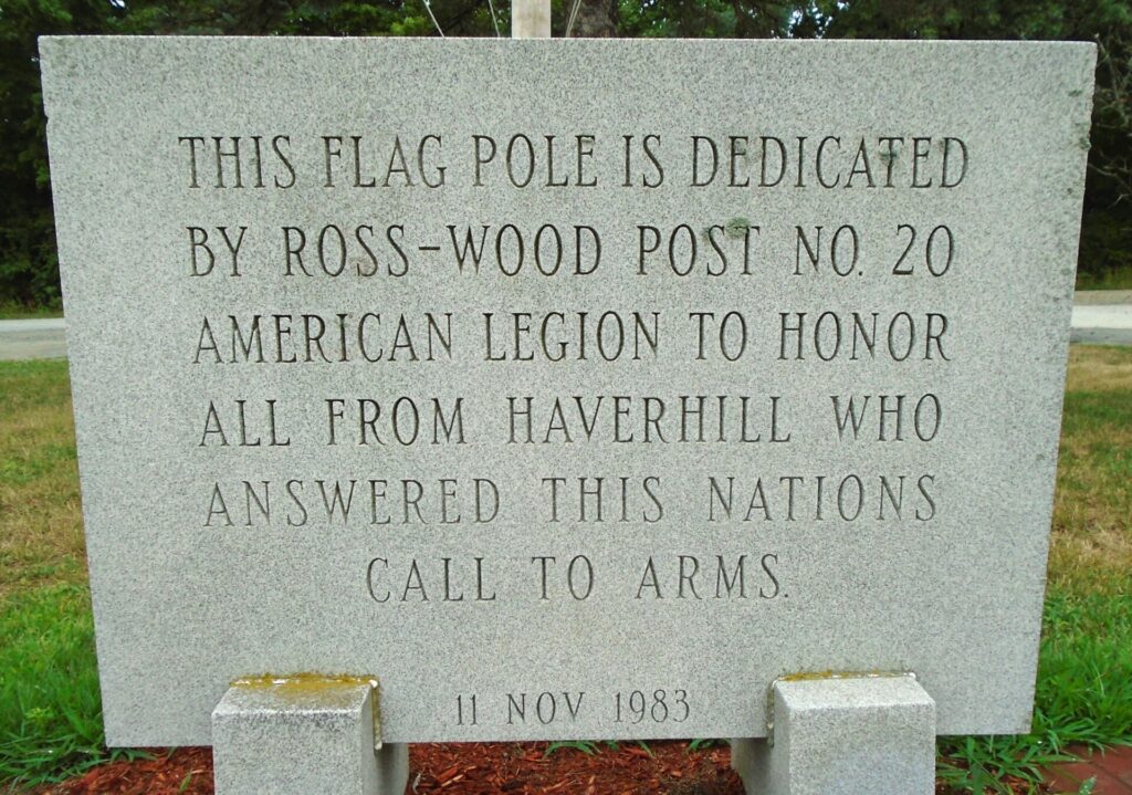 ROSS-WOOD POST NO. 20 AMERICAN LEIGON FLAG POLE STONE