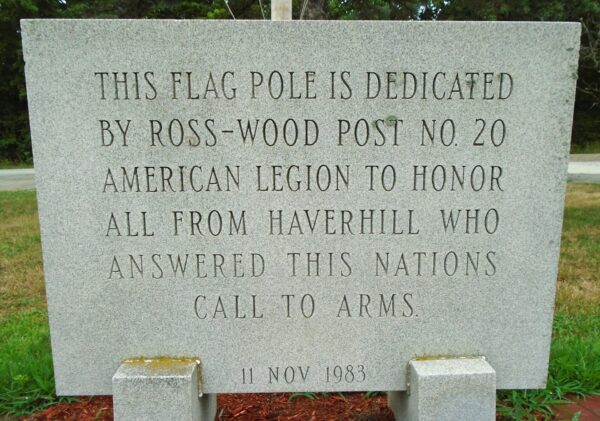 ROSS-WOOD POST NO. 20 AMERICAN LEIGON FLAG POLE STONE