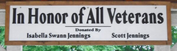 IN HONOR OF ALL VETERANS MEMORIAL GAZEBO PLAQUE