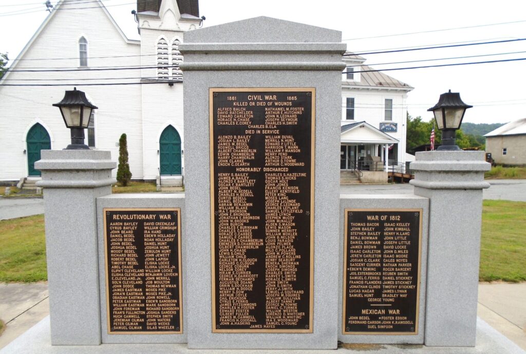 THE MEN WHO ENLISTED FROM BATH IN THE WARS OF OUR COUNTRY MEMORIAL BACK