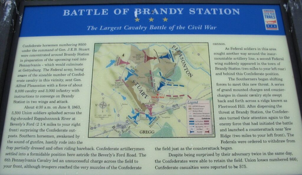 BATTLE OF BRANDY STATION THE LARGEST CAVALRY BATTLE OF THE CIVIL WAR MEMORIAL PANEL