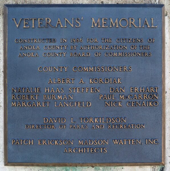 ANOKA COUNTY VETERANS’ MEMORIAL PLAQUE