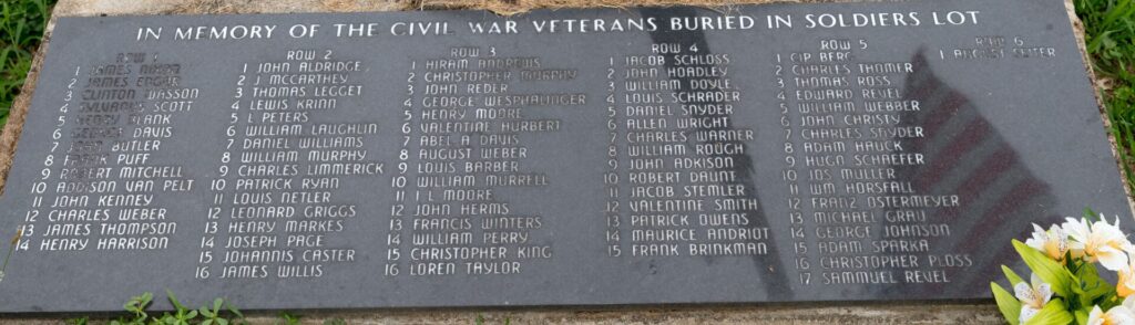 CIVIL WAR VETERANS IN SOLDIERS LOT MEMORIAL STONE