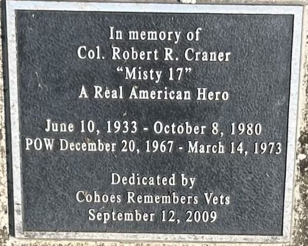 COL. ROBERT R. CRANER WAR MEMORIAL PLAQUE