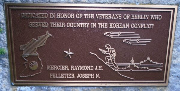 BERLIN KOREAN CONFLICT VETERANS MEMORIAL PLAQUE