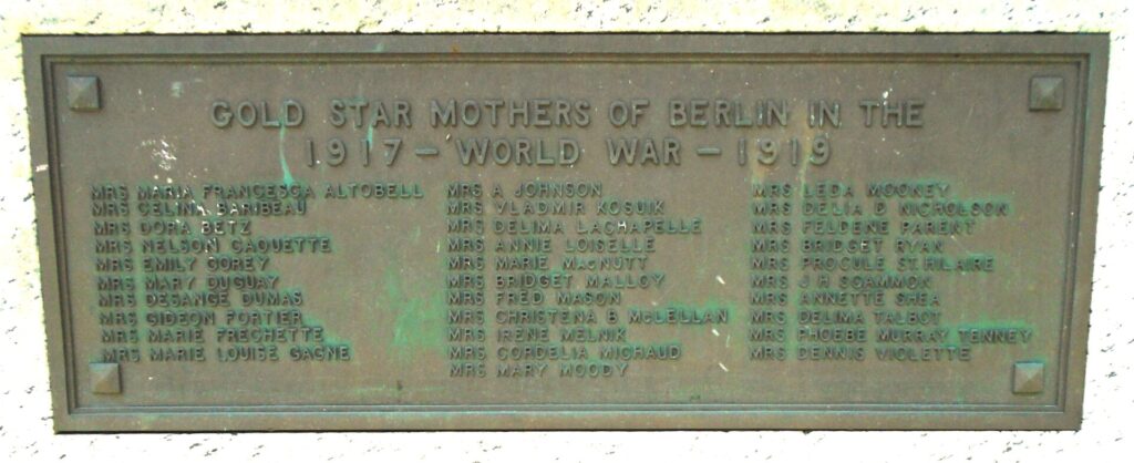 CITIZENS OF BERLIN, NH WORLD WAR MEMORIAL PLAQUE E