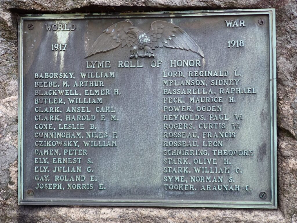 LYME ROLL OF HONOR WORLD WAR MEMORIAL PLAQUE