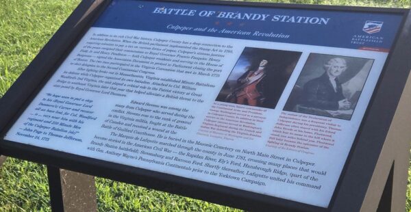 BATTLE OF BRANDY STATION CULPEPPER AND THE AMERICAN REVOLUTION MEMORIAL PANEL