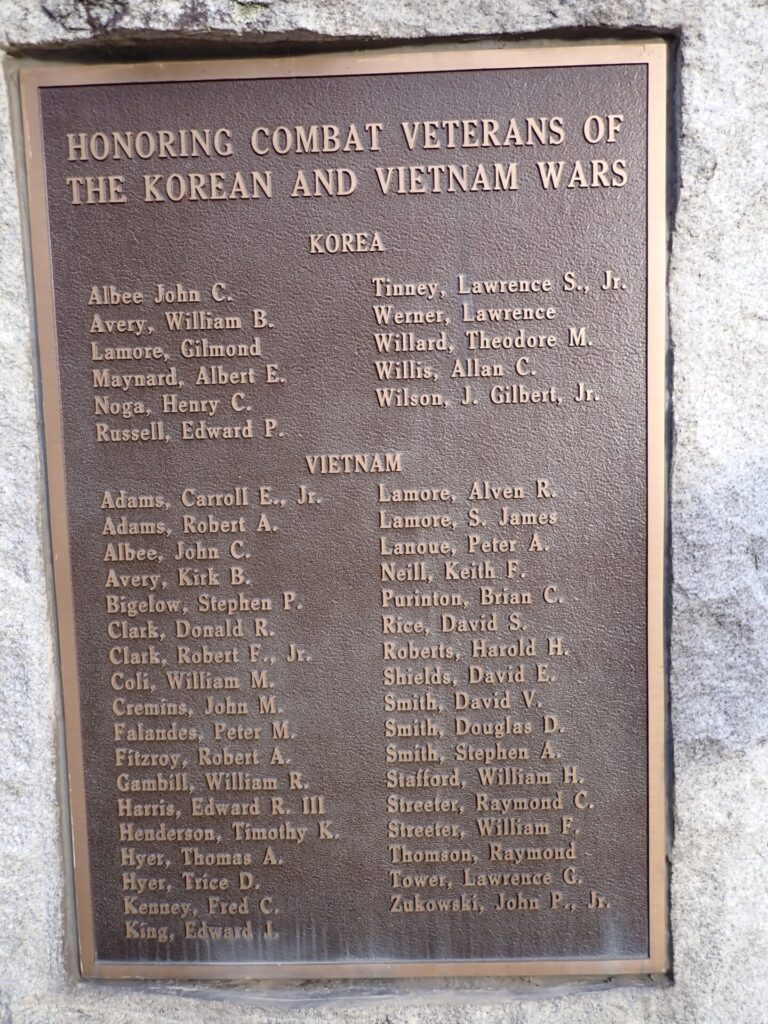 TOWN OF CHARLEMONT KOREAN & VIETNAM WARS MEMORIAL PLAQUE