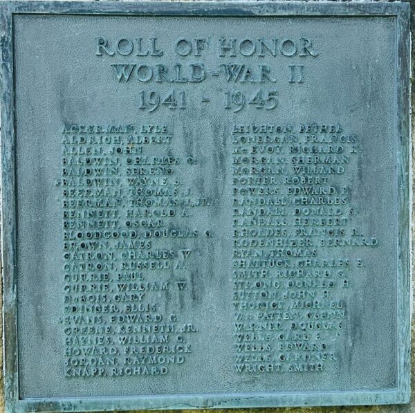 PREBLE ROLL OF HONOR WORLD WAR II MEMORIAL PLAQUE