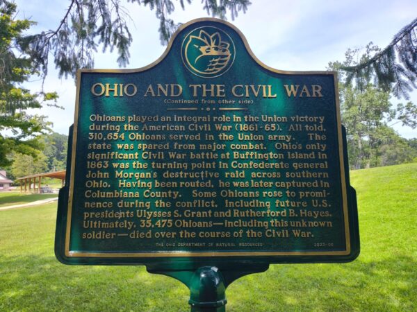 OHIO AND THE CIVIL WAR MEMORIAL MARKER BACK