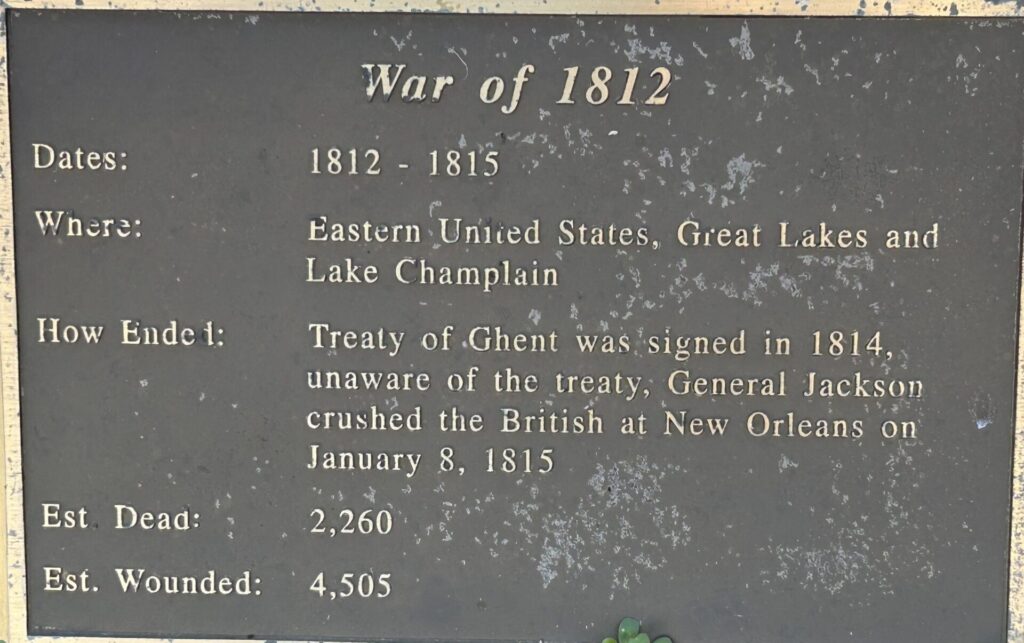 FULTON WAR OF 1812 WAR MEMORIAL PLAQUE