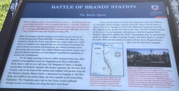 BATTLE OF BRANDY STATION THE BATTLE OPENS WAR MEMORIAL PANEL