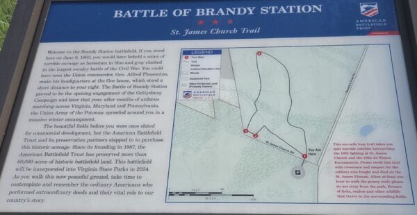 BATTLE OF BRANDY STATION ST. JAMES CHURCH TRAIL WAR MEMORIAL PANEL