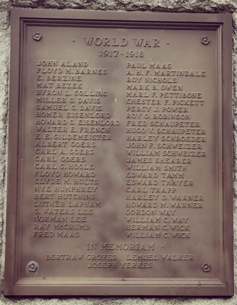 THE MEN OF FARMINGTON TOWNSHIP WAR MEMORIAL PLAQUE D