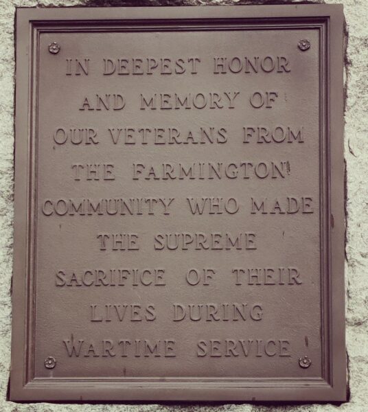 THE MEN OF FARMINGTON TOWNSHIP WAR MEMORIAL PLAQUE B