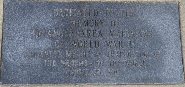 TRIANGLE AREA VETERANS OF WORLD WAR II MEMORIAL FLAGPOLE PLAQUE