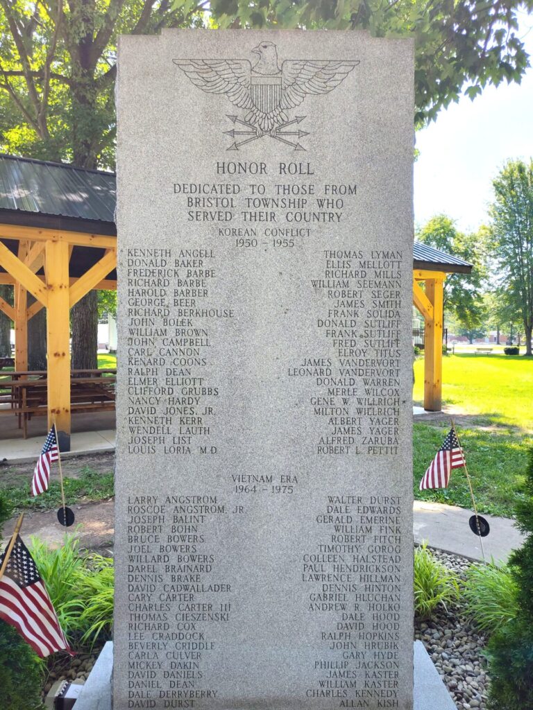 BRISTOL TOWNSHIP HONOR ROLL VETERANS WAR MEMORIAL FRONT