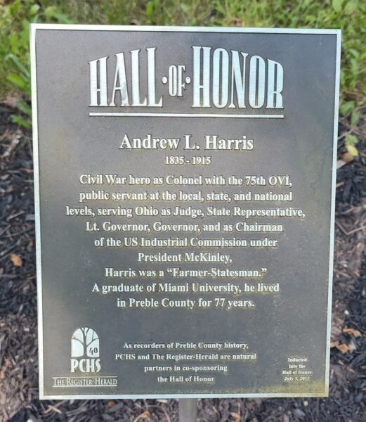ANDREW L. HARRIS WAR MEMORIAL PLAQUE