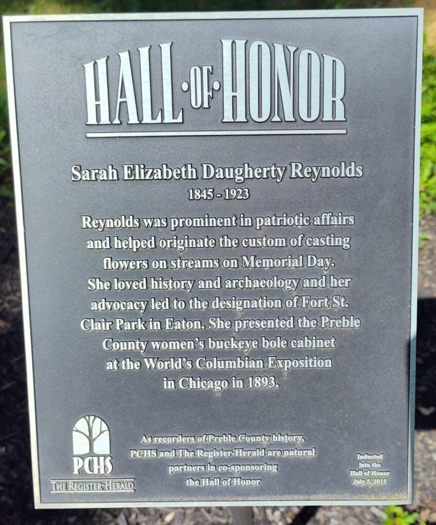 SARAH ELIZABETH DAUGHERTY REYNOLDS MEMORIAL PLAQUE
