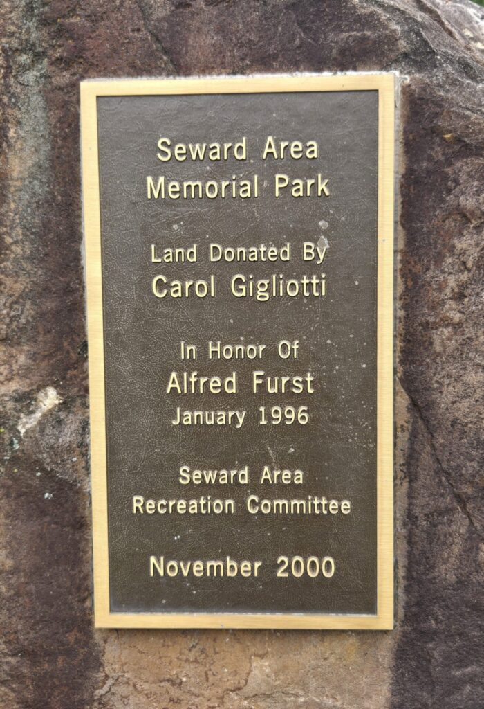 SEWARD AREA MEMORIAL PARK PLAQUE