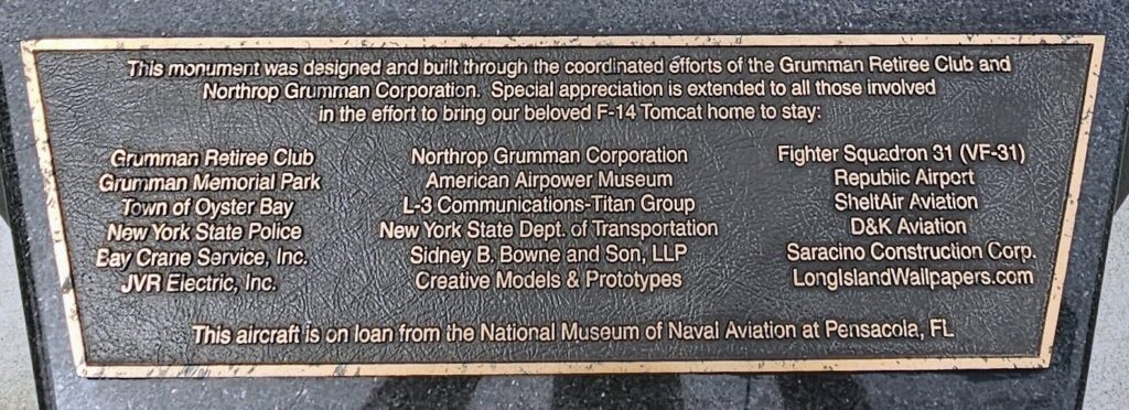 F-14 TOMCAT MEMORIAL AIRCRAFT PLAQUE B
