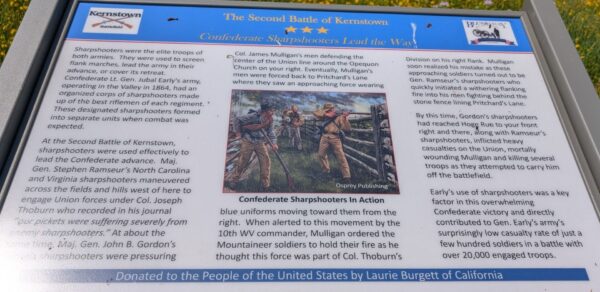 THE SECOND BATTLE OF KERSTOWN CONFEDERATE SHARPSHOOTERS WAR MEMORIAL PANEL