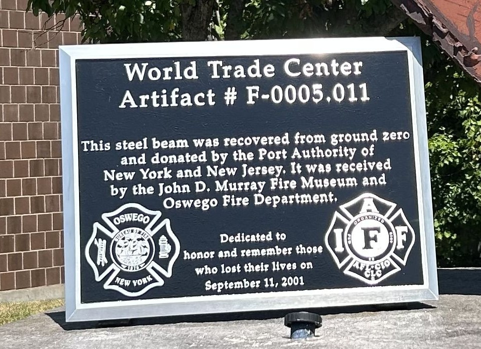 WORLD TRADE CENTER ARTIFACT #F-0005.011 MEMORIAL PLAQUE