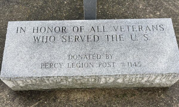 PERCY LEGION POST 1145 ALL VETERANS MEMORIAL FLAGPOLE STONE