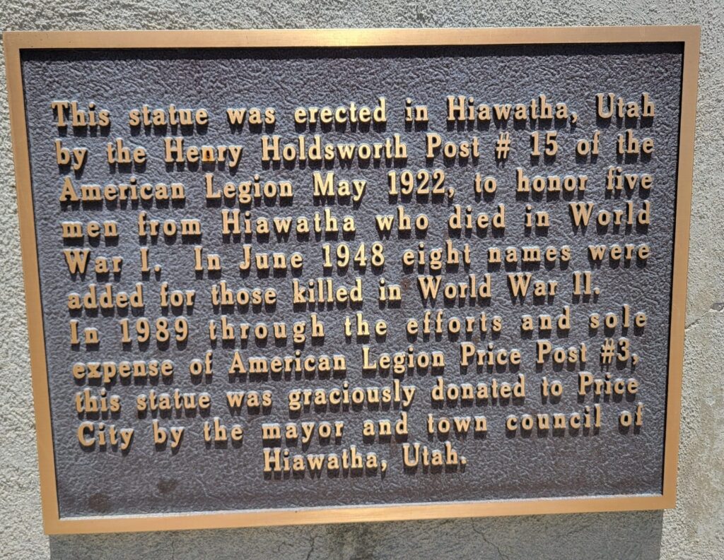 HIAWATHA WORLD WARS MEMORIAL PLAQUE B