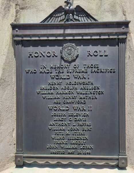 HIAWATHA WORLD WARS MEMORIAL PLAQUE A